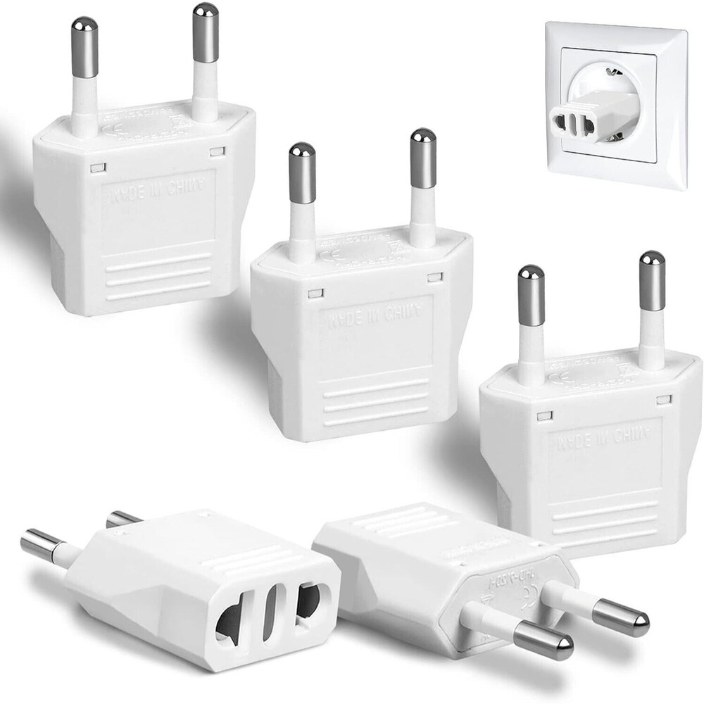 6 Pack European Plug Adapter, US to Europe Plug Adapter, European Adapter Type C